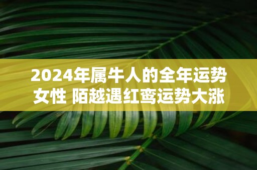 2025年属牛人的全年运势女性 陌越遇红鸾运势大涨