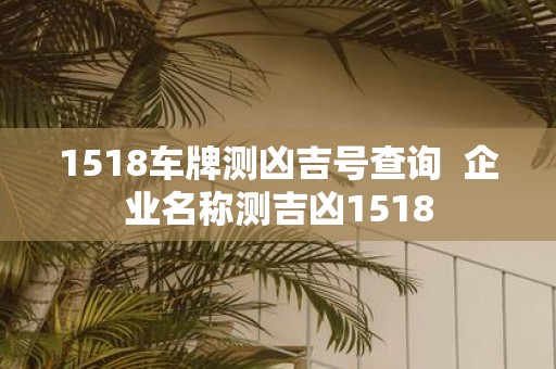 1518车牌测凶吉号查询 企业名称测吉凶1518