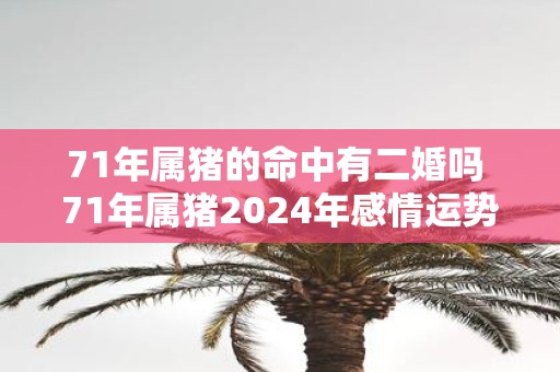 71年属猪的命中有二婚吗 71年属猪2025年感情运势如何