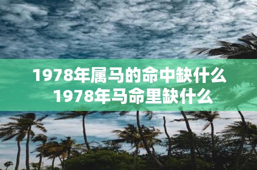 1978年属马的命中缺什么 1978年马命里缺什么