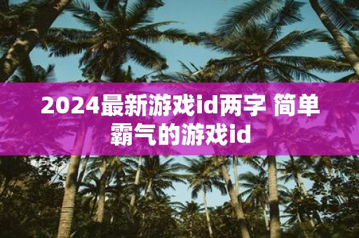2025最新游戏id两字 简单霸气的游戏id