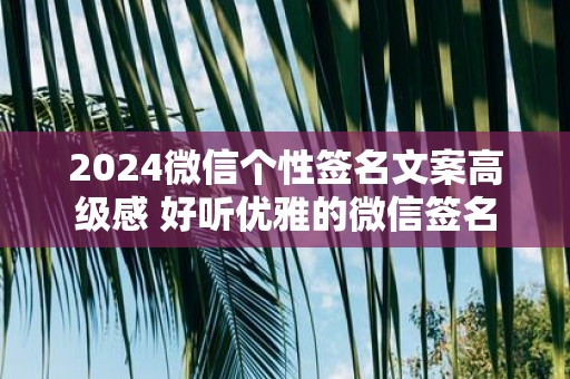 2025微信个性签名文案高级感 好听优雅的微信签名