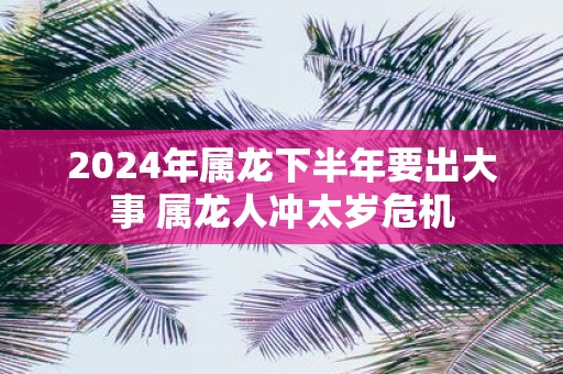 2025年属龙下半年要出大事 属龙人冲太岁危机