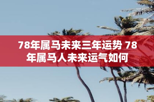 78年属马未来三年运势 78年属马人未来运气如何