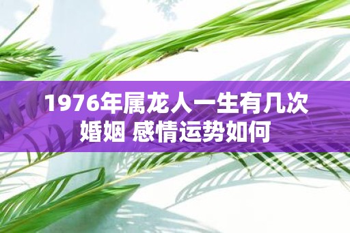 1976年属龙人一生有几次婚姻 感情运势如何