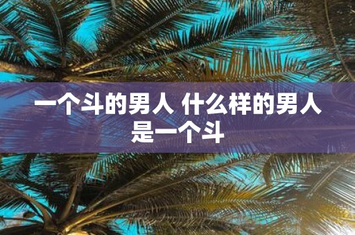 一个斗的男人 什么样的男人是一个斗