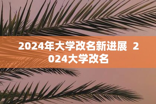 2025年大学改名新进展 2025大学改名