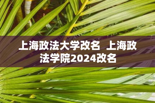 上海政法大学改名 上海政法学院2025改名