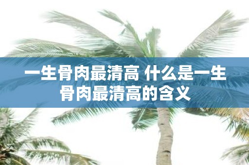 一生骨肉最清高 什么是一生骨肉最清高的含义