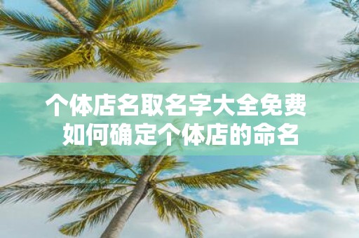 个体店名取名字大全免费 如何确定个体店的命名