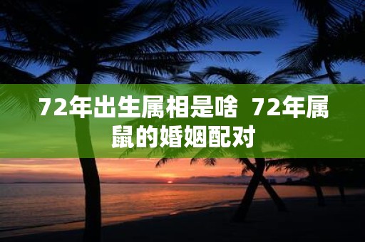 72年出生属相是啥 72年属鼠的婚姻配对