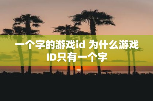 一个字的游戏id 为什么游戏ID只有一个字