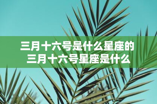 三月十六号是什么星座的 三月十六号星座是什么