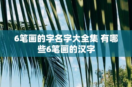 6笔画的字名字大全集 有哪些6笔画的汉字