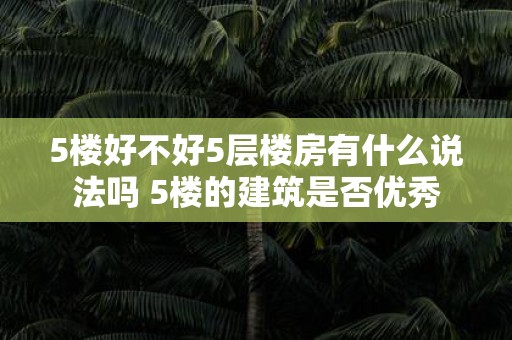 5楼好不好5层楼房有什么说法吗 5楼的建筑是否优秀
