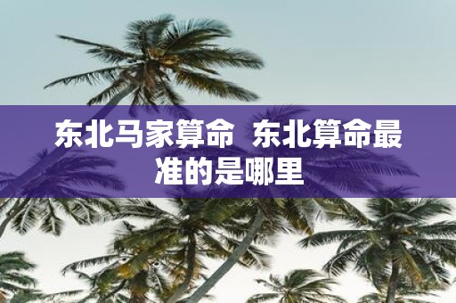 东北马家算命 东北算命最准的是哪里