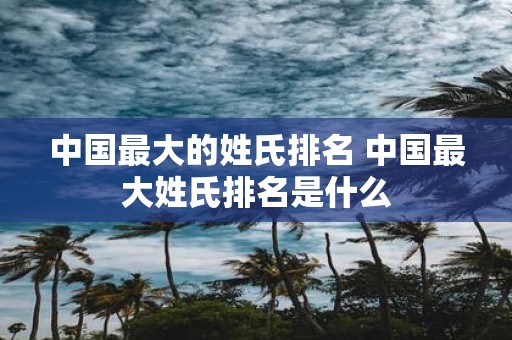中国最大的姓氏排名 中国最大姓氏排名是什么