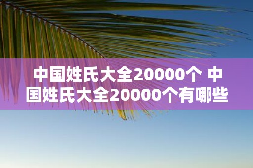 中国姓氏大全20000个 中国姓氏大全20000个有哪些姓氏