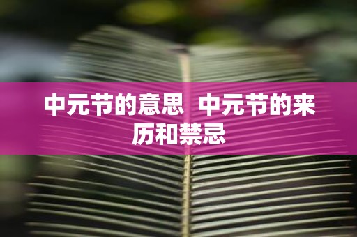 中元节的意思 中元节的来历和禁忌
