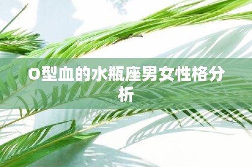 O型血的水瓶座男女性格分析