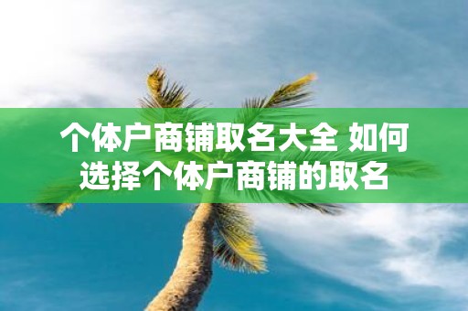 个体户商铺取名大全 如何选择个体户商铺的取名