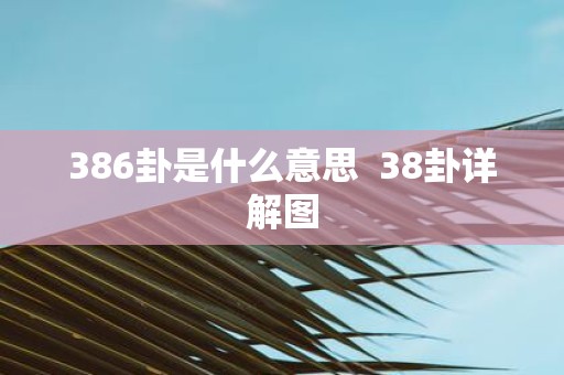 386卦是什么意思 38卦详解图