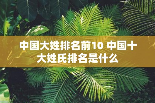 中国大姓排名前10 中国十大姓氏排名是什么