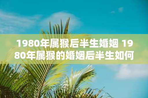 1980年属猴后半生婚姻 1980年属猴的婚姻后半生如何
