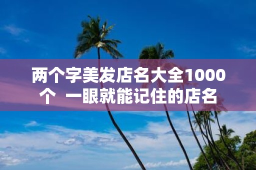 两个字美发店名大全1000个 一眼就能记住的店名