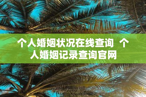 个人婚姻状况在线查询 个人婚姻记录查询官网