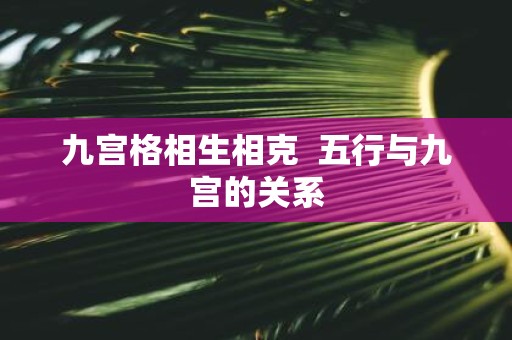 九宫格相生相克 五行与九宫的关系