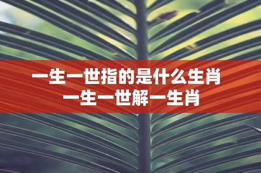 一生一世指的是什么生肖 一生一世解一生肖