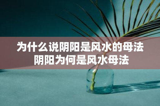 为什么说阴阳是风水的母法 阴阳为何是风水母法
