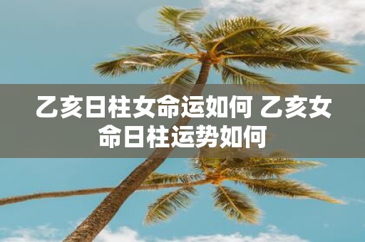 乙亥日柱女命运如何 乙亥女命日柱运势如何