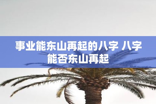 事业能东山再起的八字 八字能否东山再起