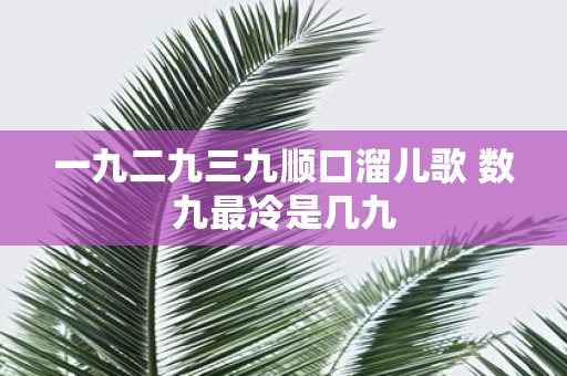 一九二九三九顺口溜儿歌 数九最冷是几九