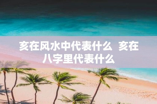 亥在风水中代表什么 亥在八字里代表什么