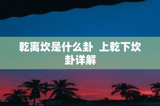 乾离坎是什么卦 上乾下坎卦详解