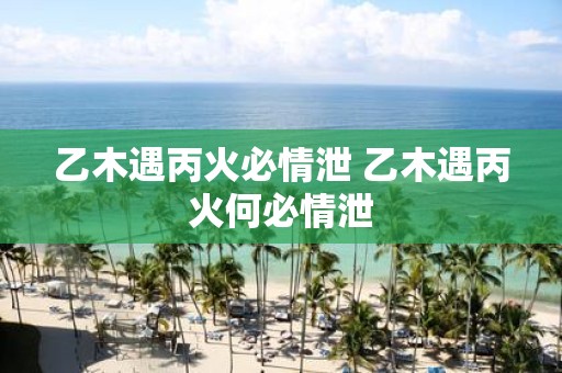 乙木遇丙火必情泄 乙木遇丙火何必情泄