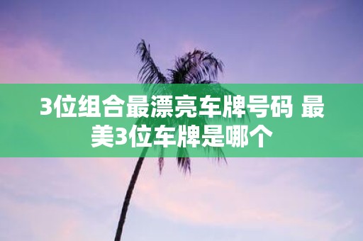 3位组合最漂亮车牌号码 最美3位车牌是哪个