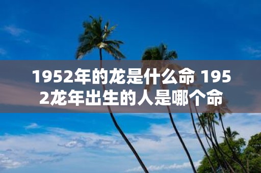 1952年的龙是什么命 1952蛇年出生的人是哪个命