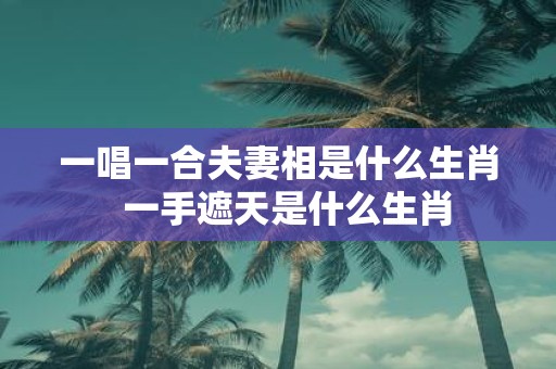 一唱一合夫妻相是什么生肖 一手遮天是什么生肖