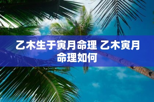 乙木生于寅月命理 乙木寅月命理如何