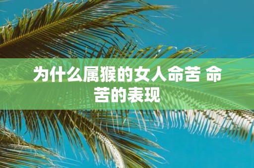 为什么属猴的女人命苦 命苦的表现