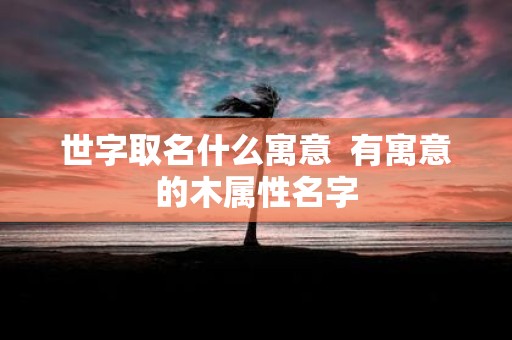 世字取名什么寓意 有寓意的木属性名字