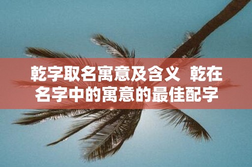 乾字取名寓意及含义 乾在名字中的寓意的最佳配字