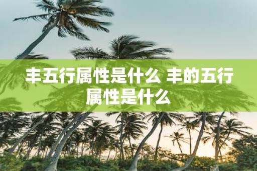 丰五行属性是什么 丰的五行属性是什么