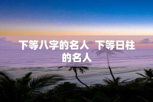 下等八字的名人 下等日柱的名人