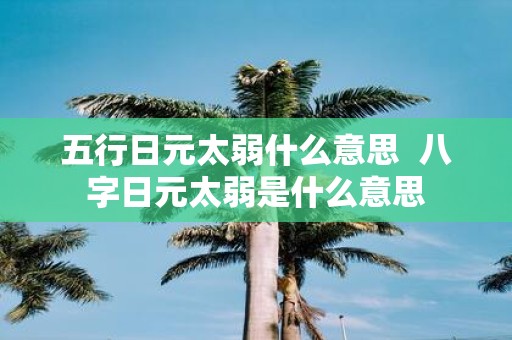 五行日元太弱什么意思 八字日元太弱是什么意思