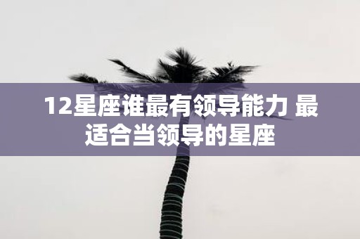 12星座谁最有领导能力 最适合当领导的星座